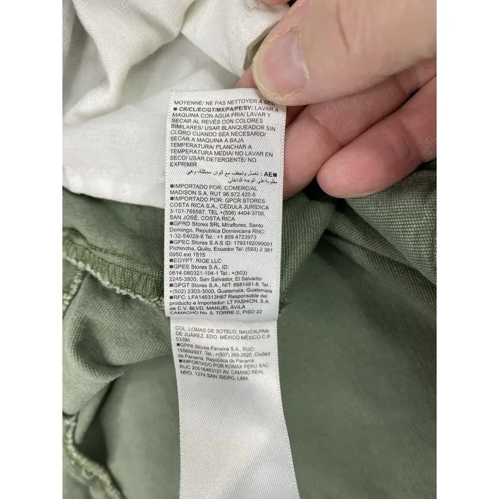 Old Navy Wide Leg Pants Womens 18 Tall Army Green Stretch High Rise Baggy